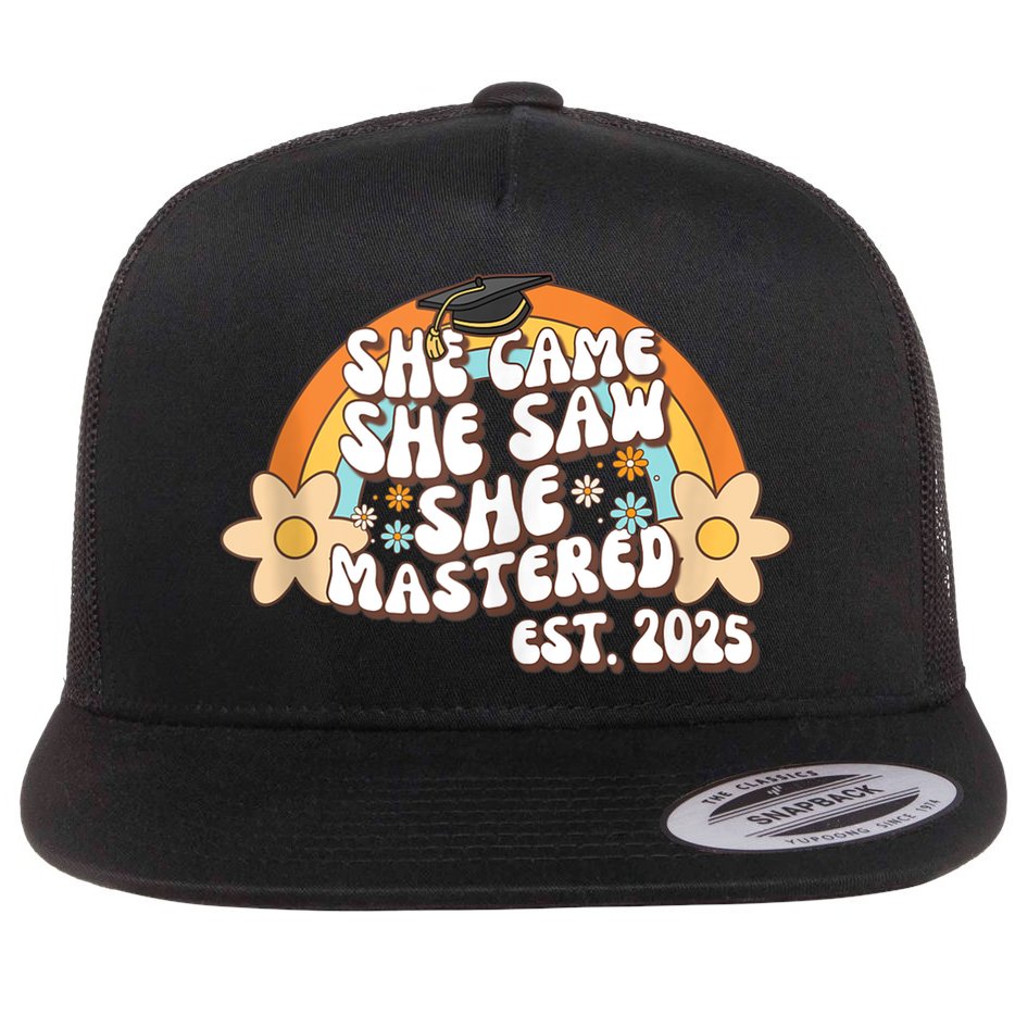 She Came She Saw She Mastered Master's Degree 2025 Graduate Flat Bill Trucker Hat