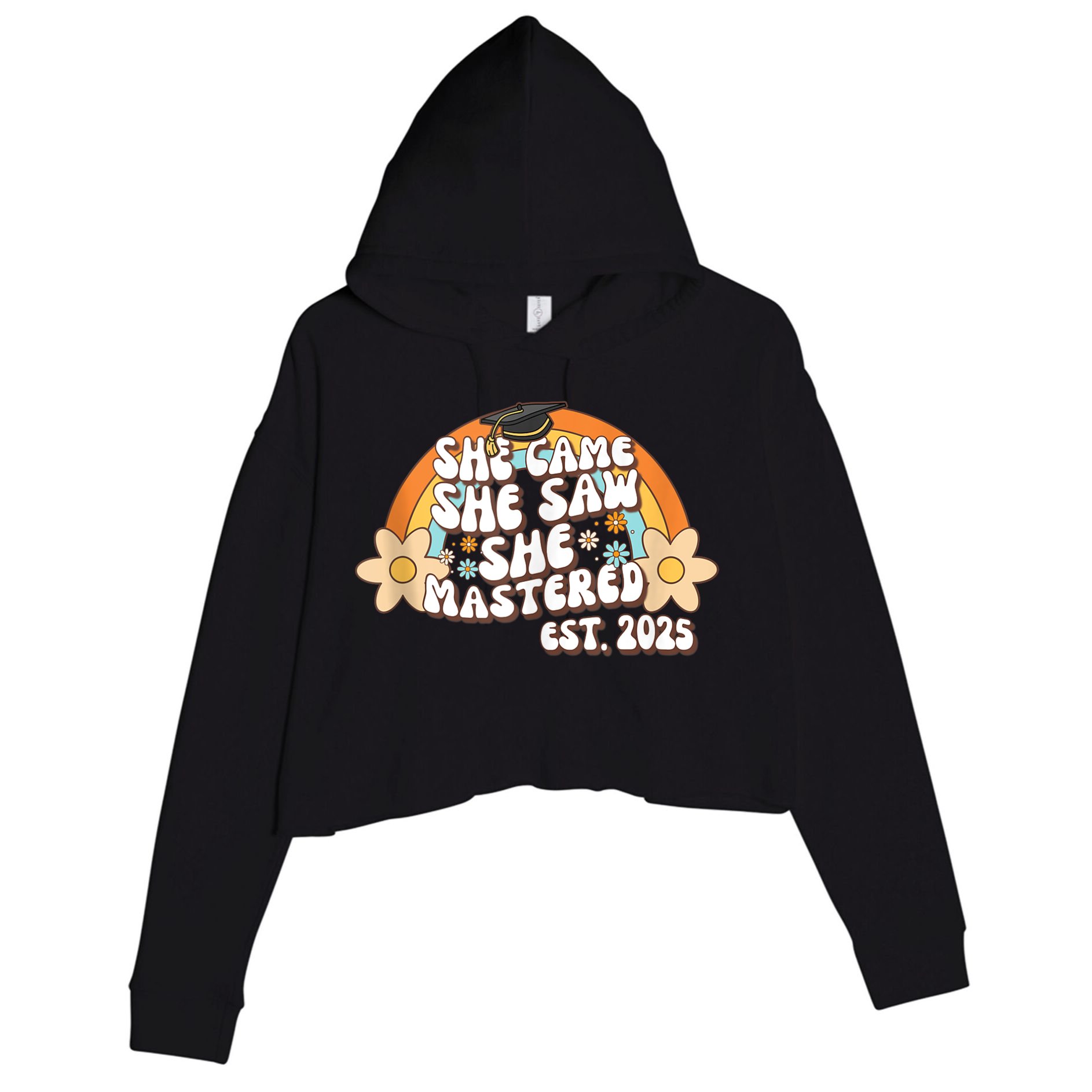She Came She Saw She Mastered Master's Degree 2025 Graduate Crop Fleece Hoodie