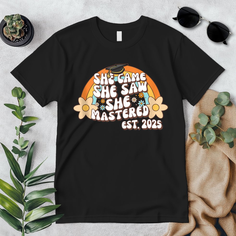 She Came She Saw She Mastered Master's Degree 2025 Graduate Premium T-Shirt