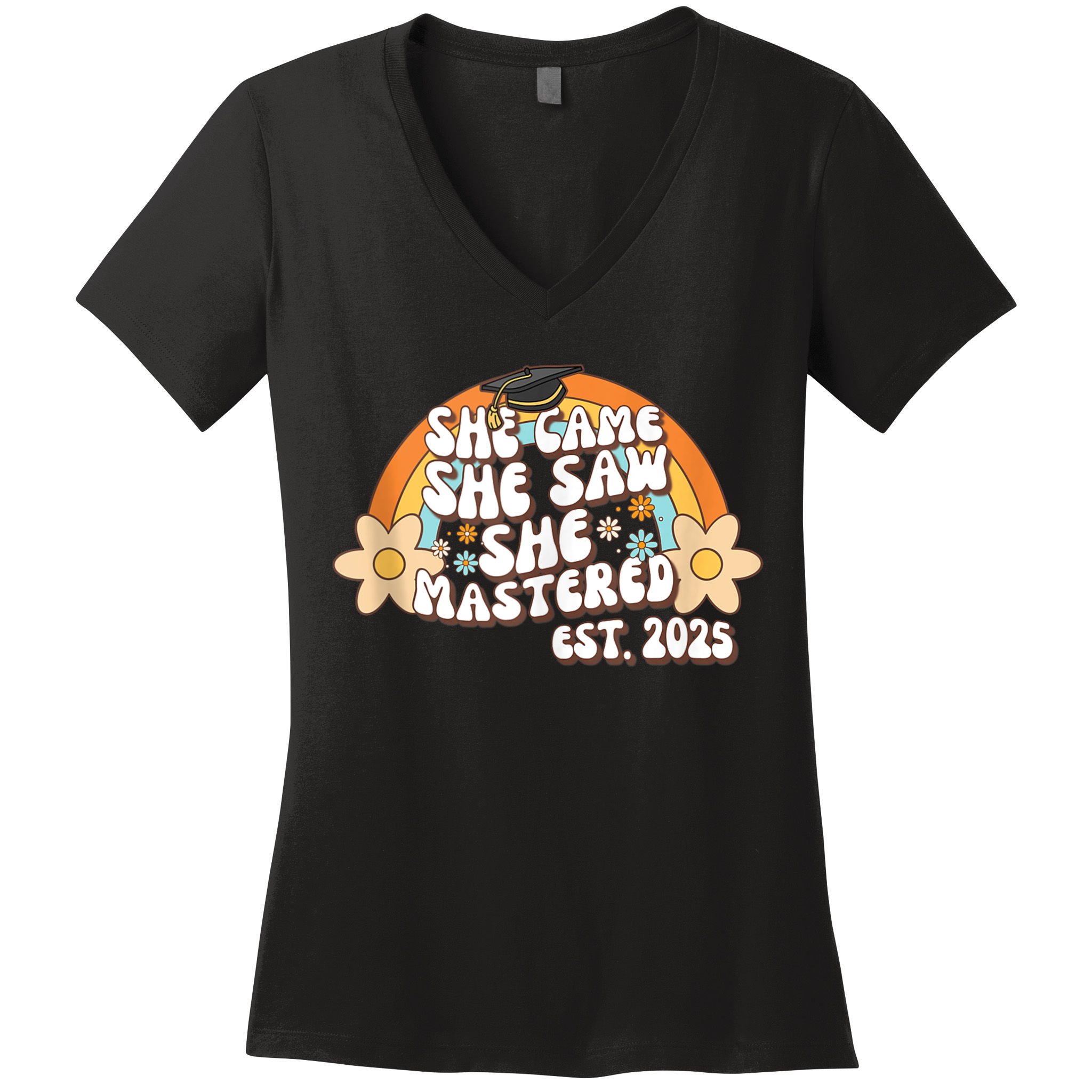 She Came She Saw She Mastered Master's Degree 2025 Graduate Women's V-Neck T-Shirt