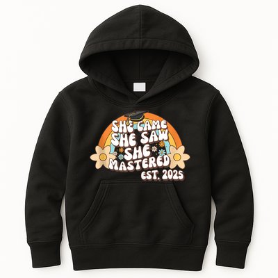 She Came She Saw She Mastered Master's Degree 2025 Graduate Kids Hoodie