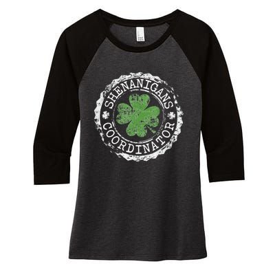 Shenanigans Coordinator Shamrock St. PatrickS Day Women's Tri-Blend 3/4-Sleeve Raglan Shirt