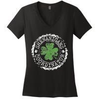 Shenanigans Coordinator Shamrock St. PatrickS Day Women's V-Neck T-Shirt