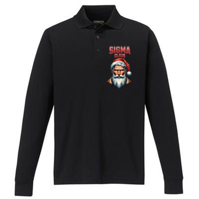 Sigma Claus Santa Brainrot Christmas Funny Performance Long Sleeve Polo