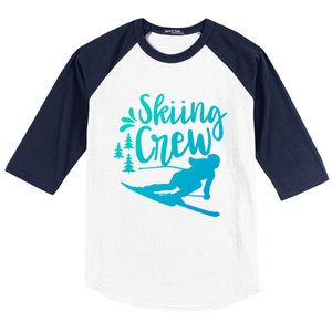 Skiing Crew Ski Winter Sports Skier Skiers Cute Gift Baseball Sleeve Shirt