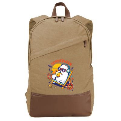 Summerween Cute Spooky Summer Ghost Halloween Lover Cotton Canvas Backpack