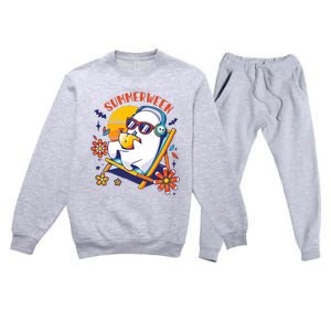 Summerween Cute Spooky Summer Ghost Halloween Lover Premium Crewneck Sweatsuit Set