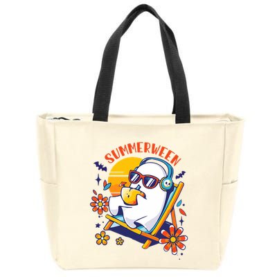 Summerween Cute Spooky Summer Ghost Halloween Lover Zip Tote Bag