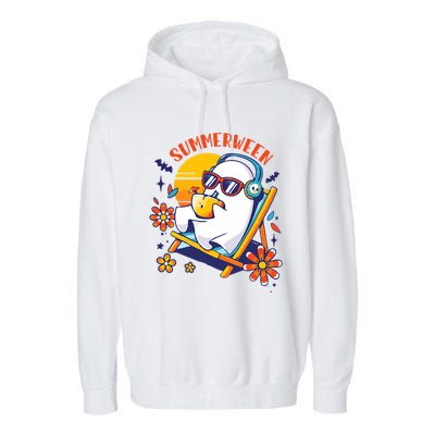 Summerween Cute Spooky Summer Ghost Halloween Lover Garment-Dyed Fleece Hoodie