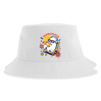 Summerween Cute Spooky Summer Ghost Halloween Lover Sustainable Bucket Hat