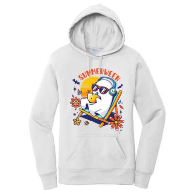 Summerween Cute Spooky Summer Ghost Halloween Lover Women's Pullover Hoodie