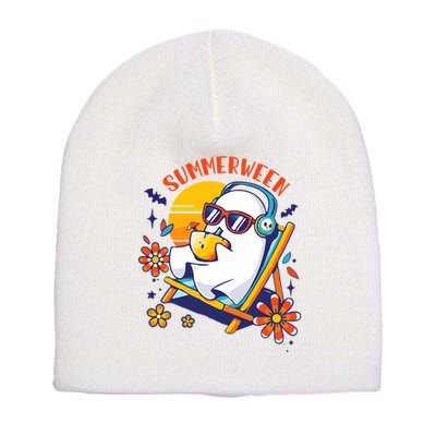 Summerween Cute Spooky Summer Ghost Halloween Lover Short Acrylic Beanie