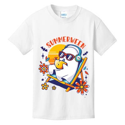 Summerween Cute Spooky Summer Ghost Halloween Lover Kids T-Shirt