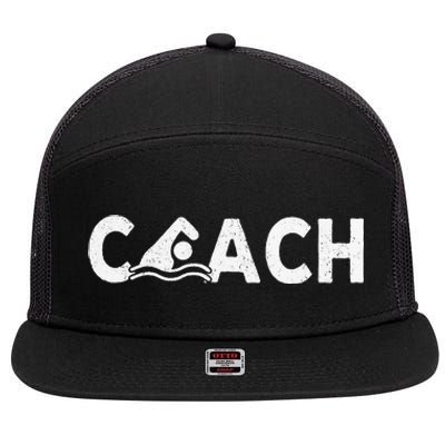 Swim Coach Swimming Coach Swim Teacher Swimmer Retro 7 Panel Mesh Trucker Snapback Hat