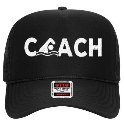 Swim Coach Swimming Coach Swim Teacher Swimmer Retro High Crown Mesh Back Trucker Hat