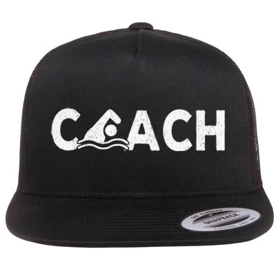 Swim Coach Swimming Coach Swim Teacher Swimmer Retro Flat Bill Trucker Hat