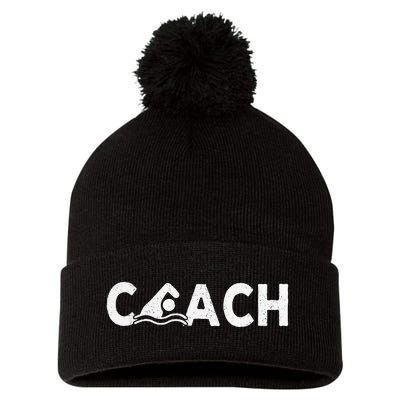 Swim Coach Swimming Coach Swim Teacher Swimmer Retro Pom Pom 12in Knit Beanie