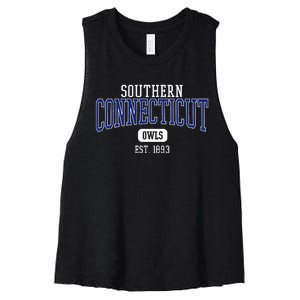 S.O.U.T.H.E.R.N .C.O.N.N.E.C.T.I.C.U.T State Owls Est. Date Women's Racerback Cropped Tank