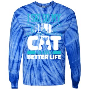 Skiing Cat Ski Gift Winter Sports Skier Gift Tie-Dye Long Sleeve Shirt