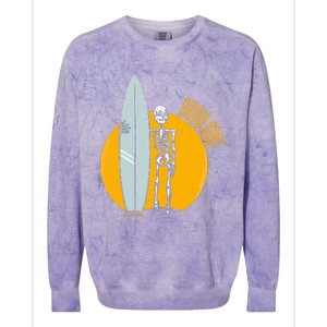 Santa Cruz Surf California Sunset Beach Surfing Skeleton Colorblast Crewneck Sweatshirt