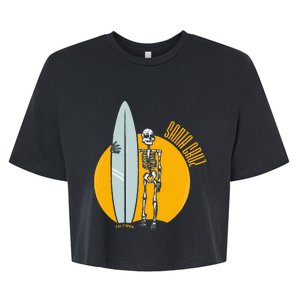 Santa Cruz Surf California Sunset Beach Surfing Skeleton Bella+Canvas Jersey Crop Tee