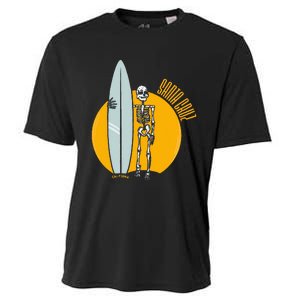 Santa Cruz Surf California Sunset Beach Surfing Skeleton Cooling Performance Crew T-Shirt