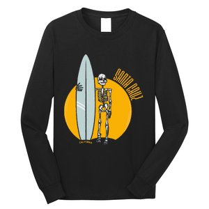 Santa Cruz Surf California Sunset Beach Surfing Skeleton Long Sleeve Shirt