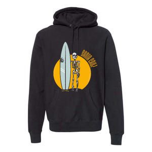 Santa Cruz Surf California Sunset Beach Surfing Skeleton Premium Hoodie