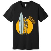 Santa Cruz Surf California Sunset Beach Surfing Skeleton Premium T-Shirt