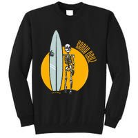 Santa Cruz Surf California Sunset Beach Surfing Skeleton Tall Sweatshirt