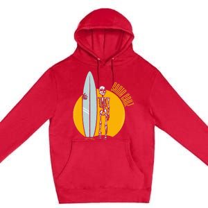 Santa Cruz Surf California Sunset Beach Surfing Skeleton Premium Pullover Hoodie