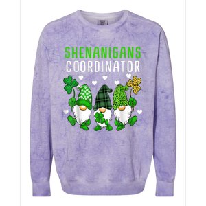 Shenanigans Coordinator St Patricks Day Gnomes Green Proud Colorblast Crewneck Sweatshirt