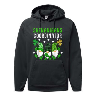 Shenanigans Coordinator St Patricks Day Gnomes Green Proud Performance Fleece Hoodie