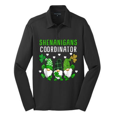 Shenanigans Coordinator St Patricks Day Gnomes Green Proud Silk Touch Performance Long Sleeve Polo