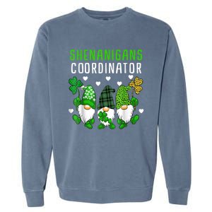 Shenanigans Coordinator St Patricks Day Gnomes Green Proud Garment-Dyed Sweatshirt