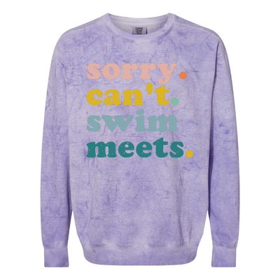 Sorry Can't Swim Meets Funny Retro Swimming Coach Swimmer Colorblast Crewneck Sweatshirt