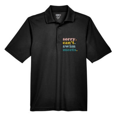 Sorry Can't Swim Meets Funny Retro Swimming Coach Swimmer Men's Origin Performance Pique Polo