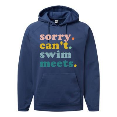 Sorry Can't Swim Meets Funny Retro Swimming Coach Swimmer Performance Fleece Hoodie