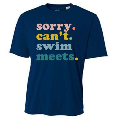 Sorry Can't Swim Meets Funny Retro Swimming Coach Swimmer Cooling Performance Crew T-Shirt