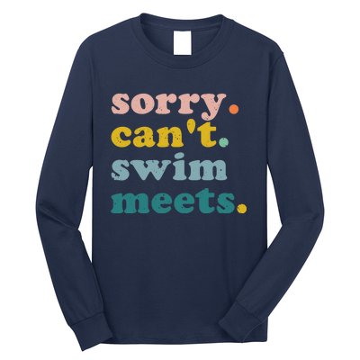 Sorry Can't Swim Meets Funny Retro Swimming Coach Swimmer Long Sleeve Shirt