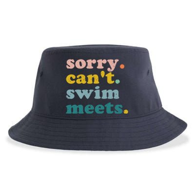 Sorry Can't Swim Meets Funny Retro Swimming Coach Swimmer Sustainable Bucket Hat