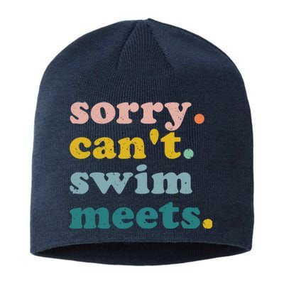 Sorry Can't Swim Meets Funny Retro Swimming Coach Swimmer Sustainable Beanie