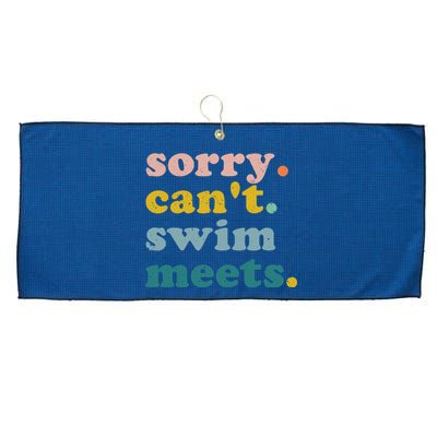 Sorry Can't Swim Meets Funny Retro Swimming Coach Swimmer Large Microfiber Waffle Golf Towel