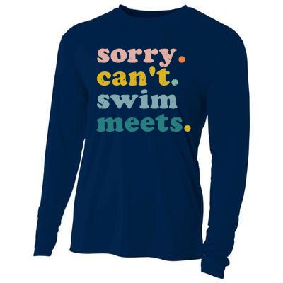 Sorry Can't Swim Meets Funny Retro Swimming Coach Swimmer Cooling Performance Long Sleeve Crew