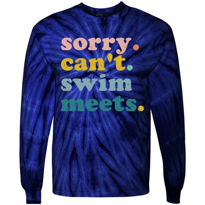 Sorry Can't Swim Meets Funny Retro Swimming Coach Swimmer Tie-Dye Long Sleeve Shirt