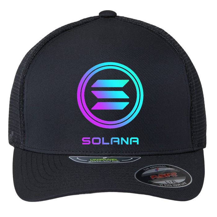 Solana Crypto Sol Coin Blockchain Decentralized Application Flexfit Unipanel Trucker Cap