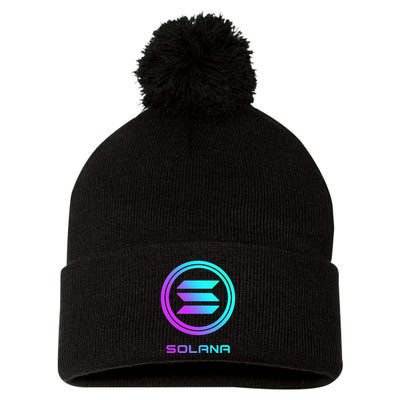 Solana Crypto Sol Coin Blockchain Decentralized Application Pom Pom 12in Knit Beanie