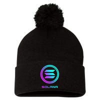 Solana Crypto Sol Coin Blockchain Decentralized Application Pom Pom 12in Knit Beanie