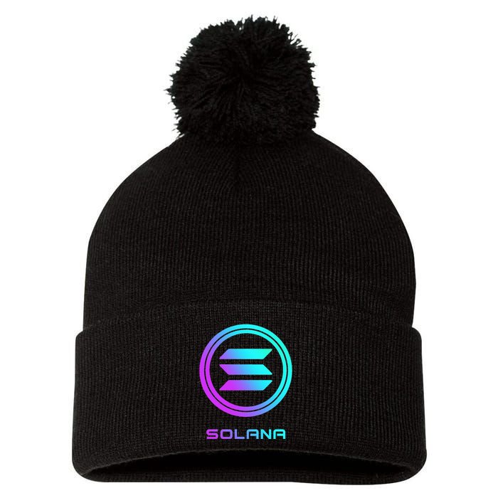 Solana Crypto Sol Coin Blockchain Decentralized Application Pom Pom 12in Knit Beanie
