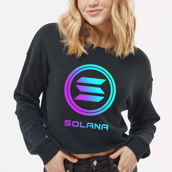 Solana Crypto Sol Coin Blockchain Decentralized Application Cropped Pullover Crew